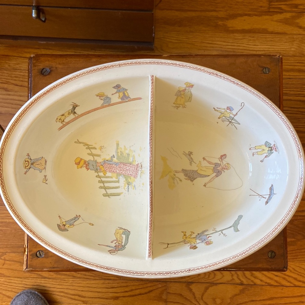 Antique sarreguemin Kate Greenaway child’s basin.